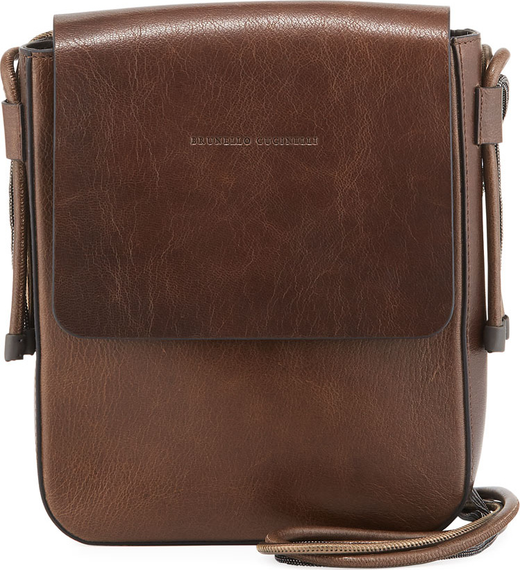 Brunello Cucinelli Goatskin Leather Crossbody Messenger Bag