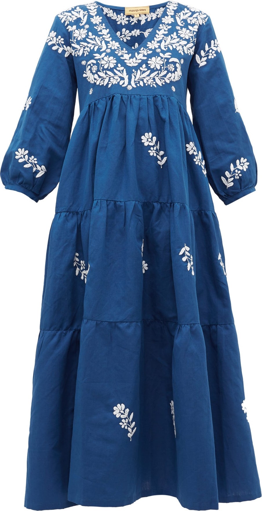 Muzungu Sisters Frangipani floral-embroidered cotton-blend dress