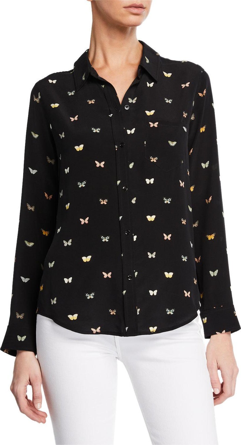 RAILS Kate Button-Front Butterfly-Patterned Shirt