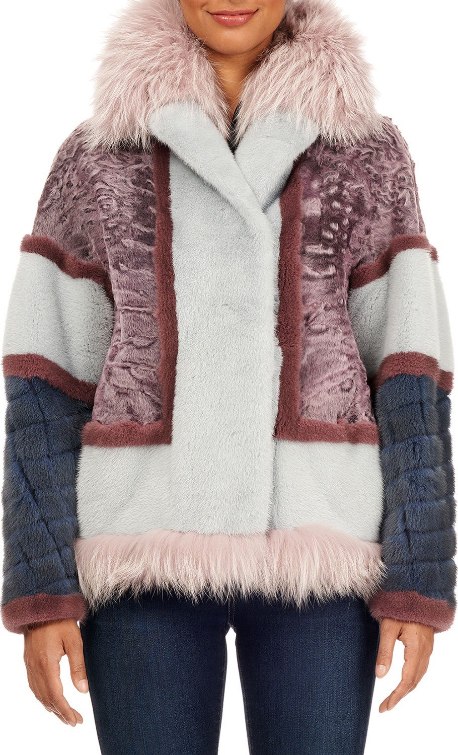 Pajaro Lamb & Mink Fur Jacket W/ Fox Fur Trim