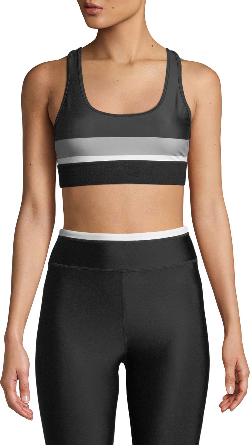 P.E Nation The Altitude Striped Racerback Sports Bra