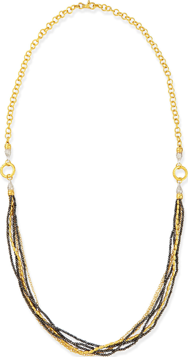 GURHAN Sultan Collection Multi-Strand Gold & Black Diamond Necklace