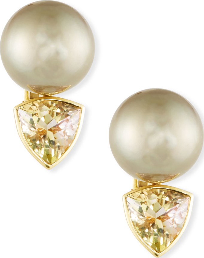 Assael 18k Tahitian Pearl & Tourmaline Clip-On Earrings