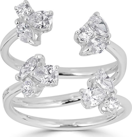 ZYDO Luminal 18k White Gold Diamond Wrapped Ring, 1.18tcw