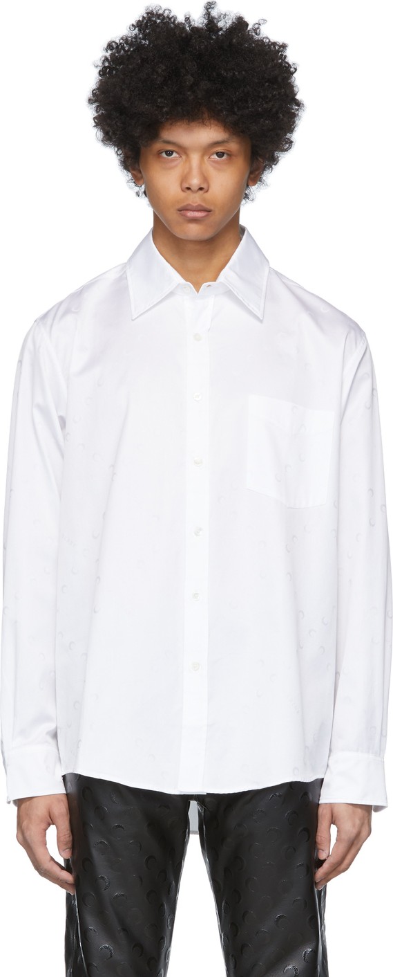 Marine Serre White Moon Allover Loose Shirt