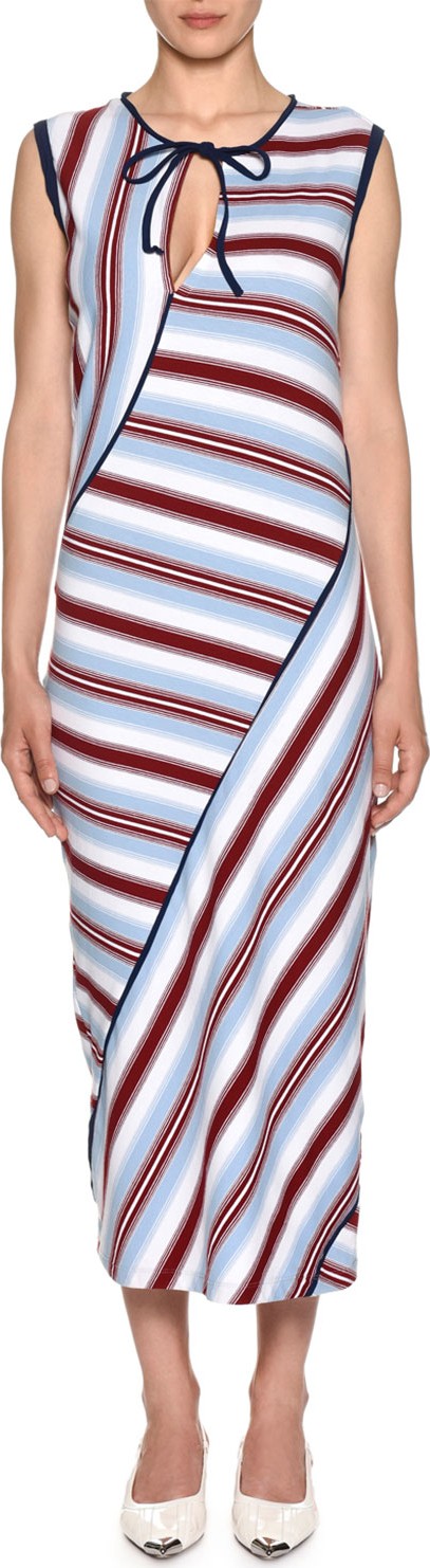 Marni Sleeveless Striped-Knit Ankle-Length Dress