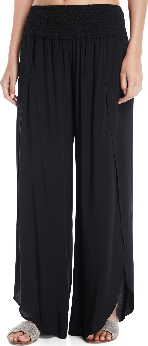 Seafolly Shirred-Waist Wrap-Leg Coverup Pants