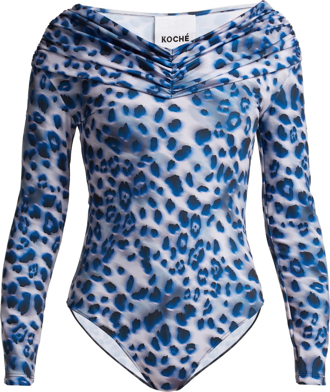 KOCHÉ Leopard-print off-the-shoulder bodysuit