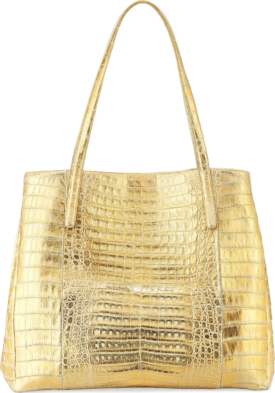 Nancy Gonzalez Large Metallic Crocodile Shoulder Tote Bag