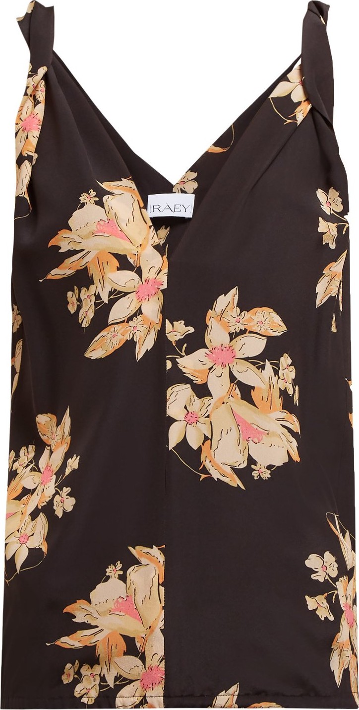 Raey Twist-strap vintage floral-print silk cami top