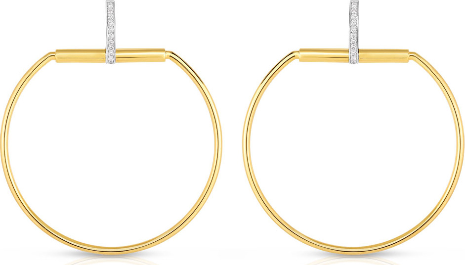 Roberto Coin Classic Parisienne 18k Gold & Diamond Hoop Earrings