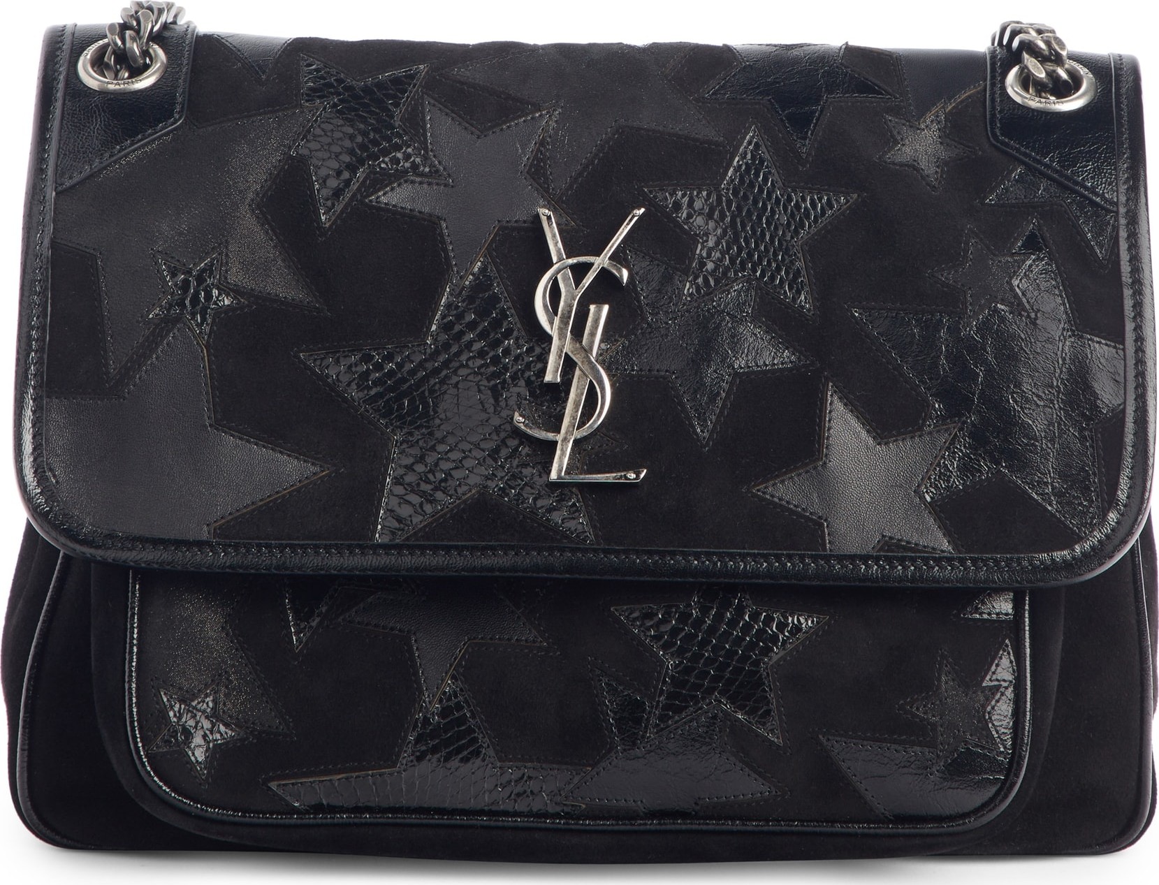 Saint Laurent Medium Niki Patchwork Suede Shoulder Bag