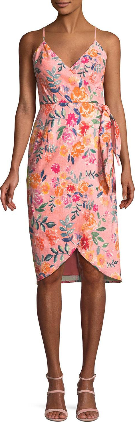 Lovers + Friends Orchid Sleeveless Floral Faux-Wrap Dress