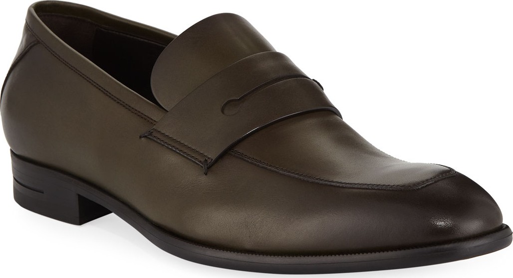 Ermenegildo Zegna Men's New Flex Penny Calf Military Shoes