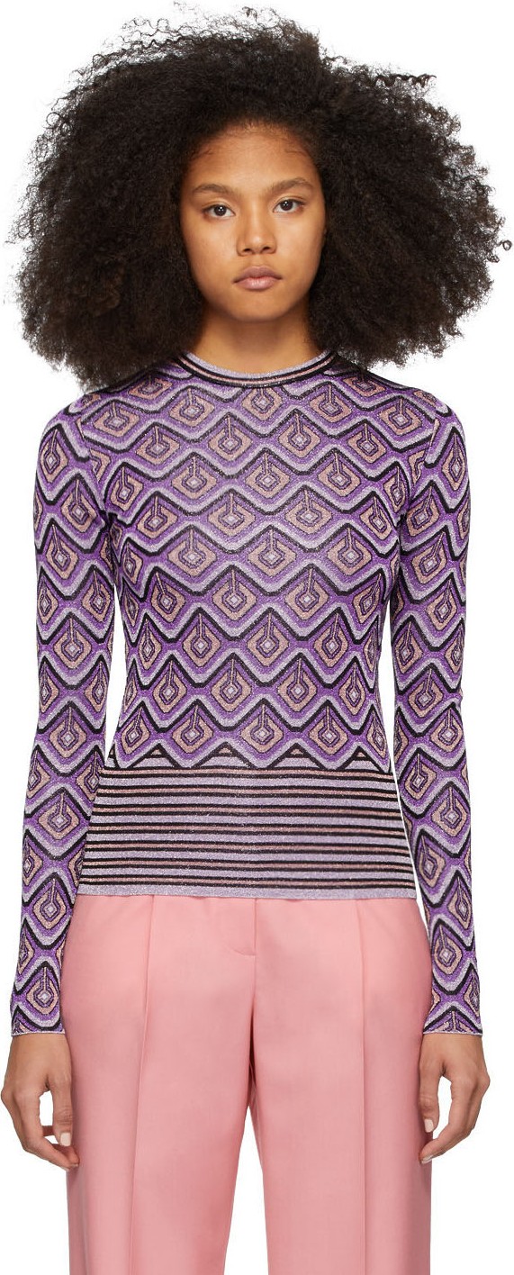 Paco Rabanne Purple Jacquard Stripes Top Paco Rabanne Purple Jacquard Stripes Top