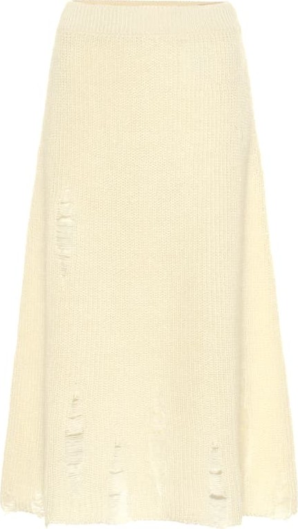 Jil Sander Distressed mohair and silk skirt