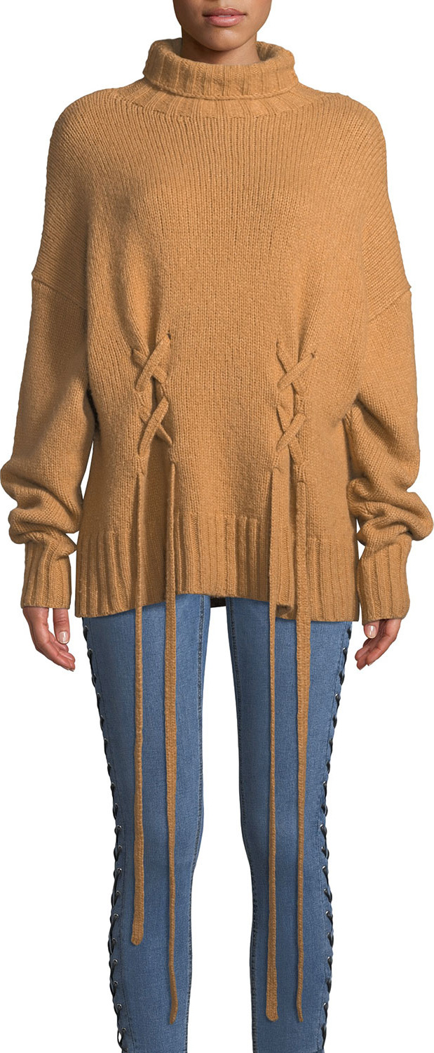 Cinq A Sept Rhea Lace-Up Wool-Blend Sweater