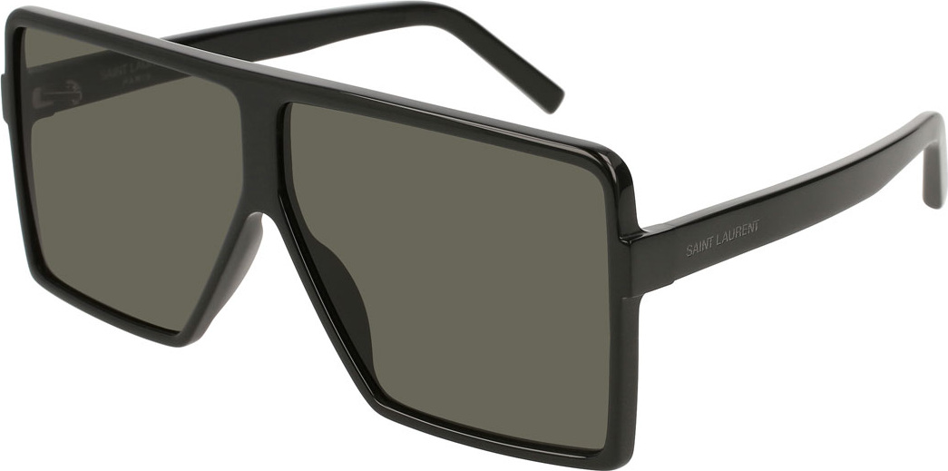 Saint Laurent SL 183 Betty 63mm Acetate Shield Sunglasses, Black