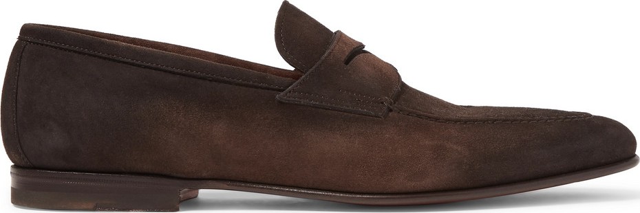 Santoni Suede Penny Loafers