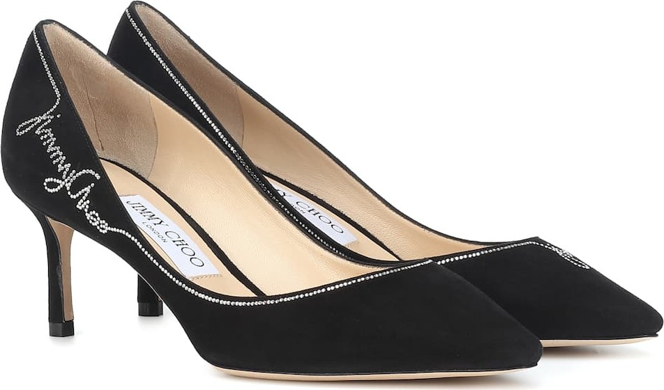 Jimmy Choo Romy 60 embellished suede pumps