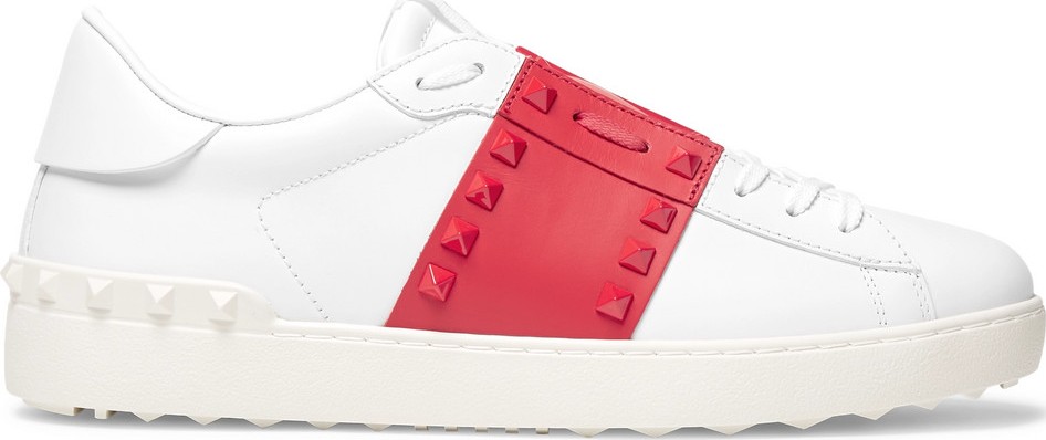 Valentino Valentino Garavani Rockstud Untitled Striped Leather Sneakers