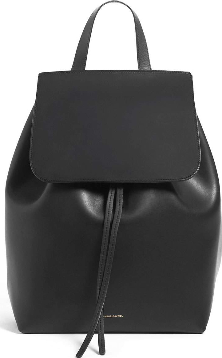 Mansur Gavriel Leather Flap-Top Backpack, Black/Red
