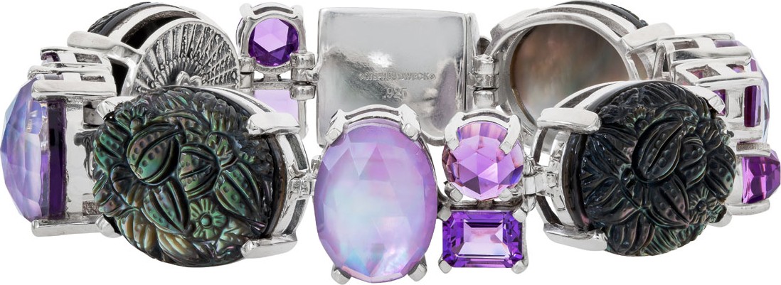 Stephen Dweck Carved Mother-of-Pearl & Amethyst Bracelet