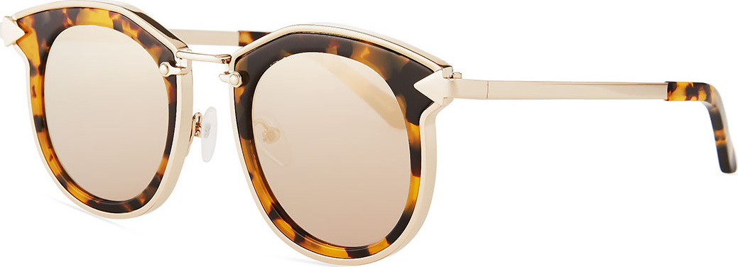 Karen Walker Bounty Round Mirrored Sunglasses, Brown
