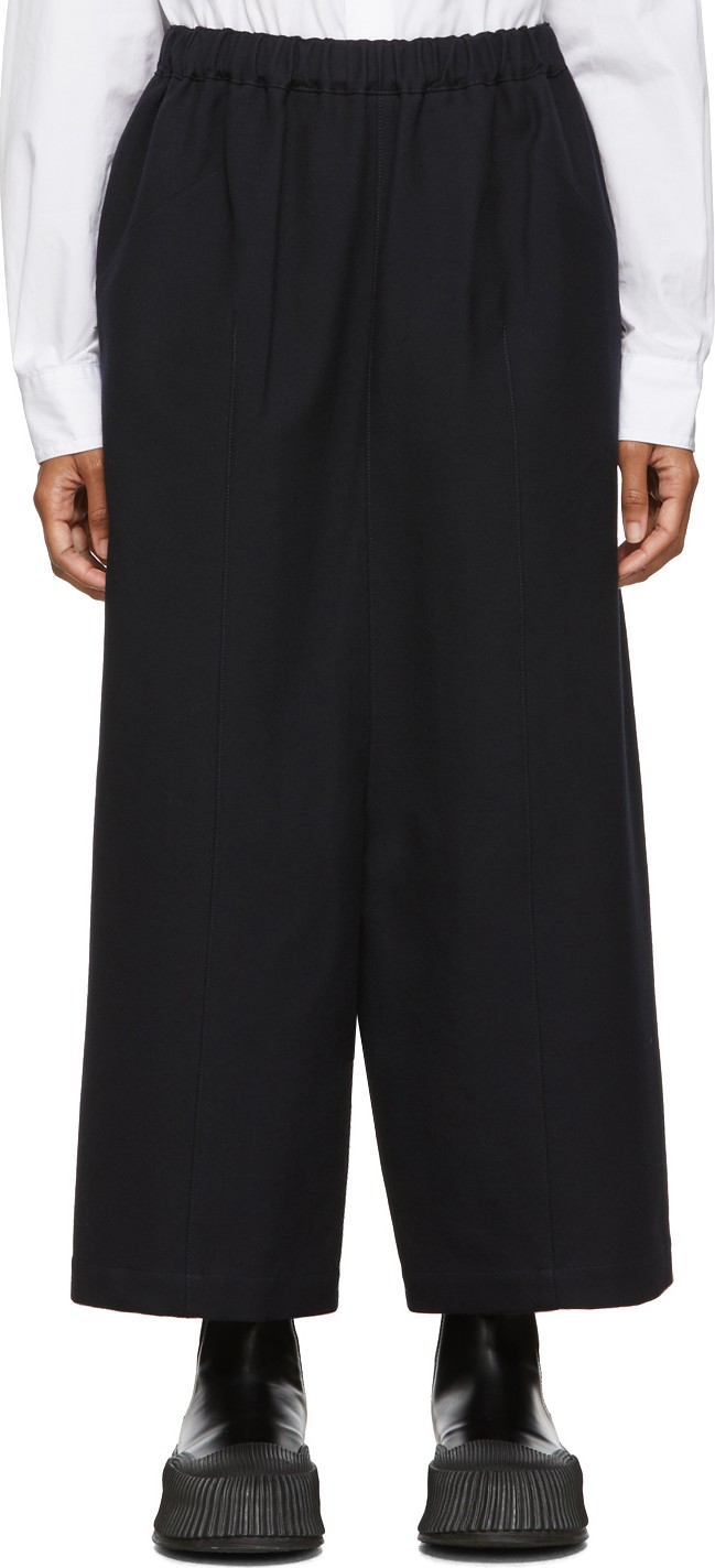 Tricot Comme des Garçons Navy Cotton Wide-Leg Trousers