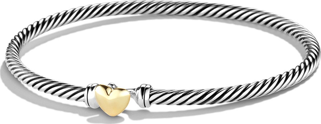David Yurman Cable Collectibles Heart Bracelet with Gold