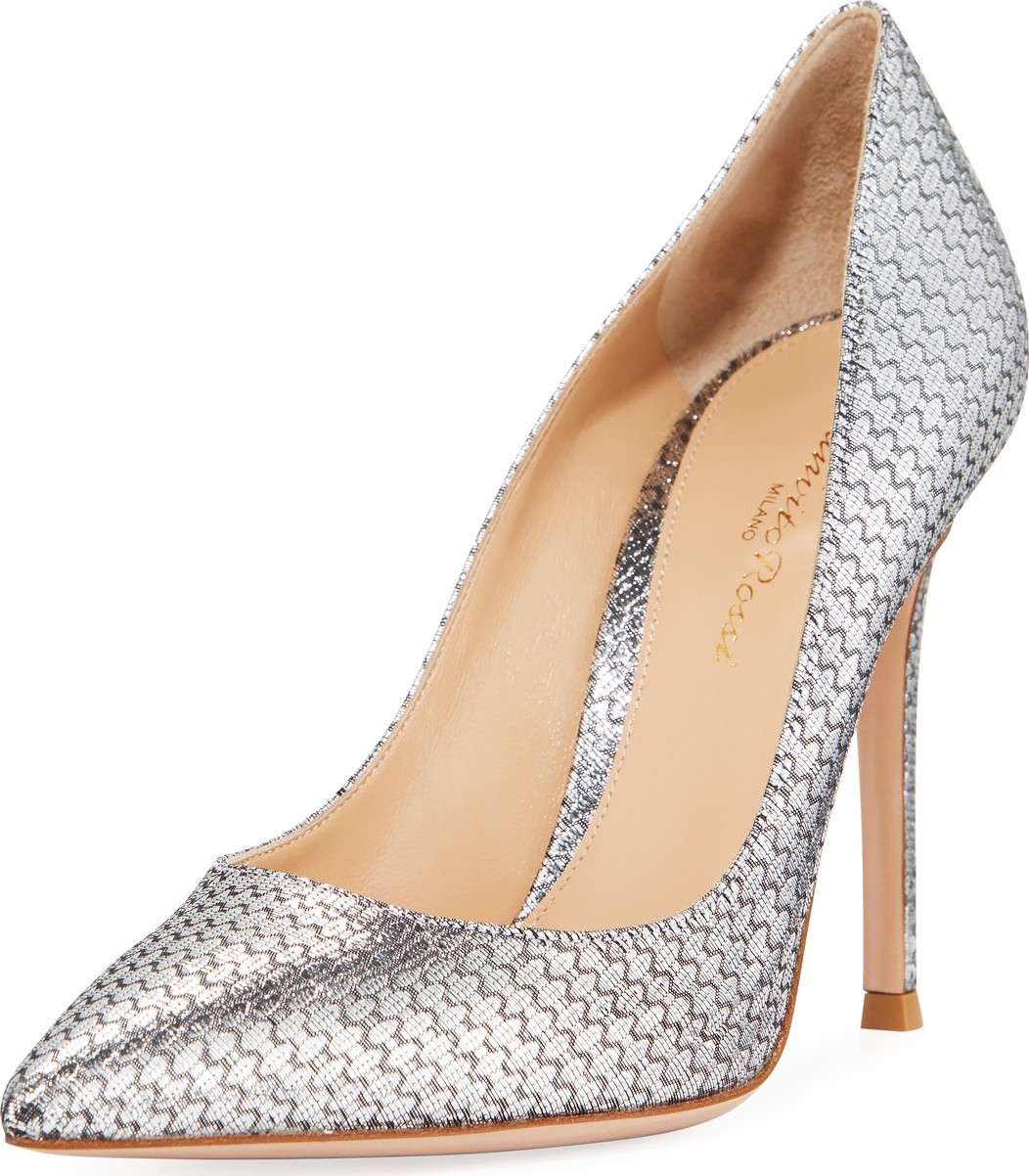 Gianvito Rossi Metallic Woven High-Heel Pumps