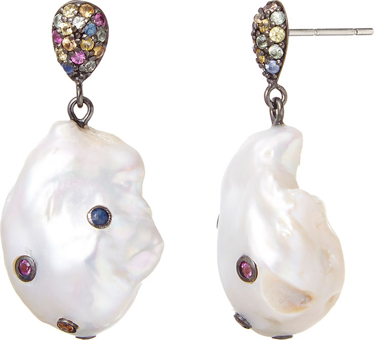 MCL by Matthew Campbell Laurenza Sapphire & Baroque Pearl Drop Earrings