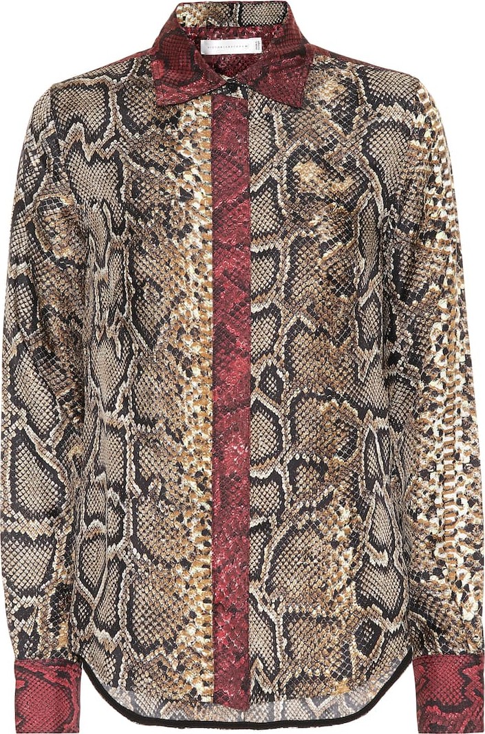 Victoria Beckham Slim snake-print silk shirt