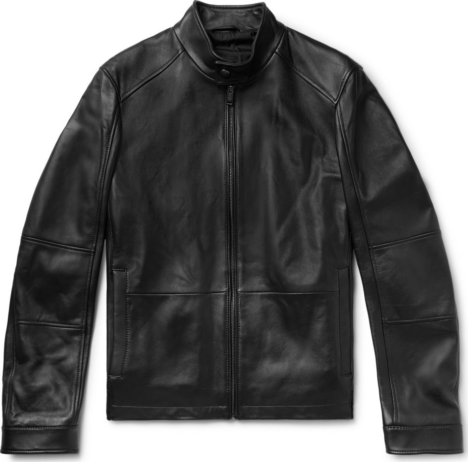 HUGO BOSS Leather Café Racer Jacket