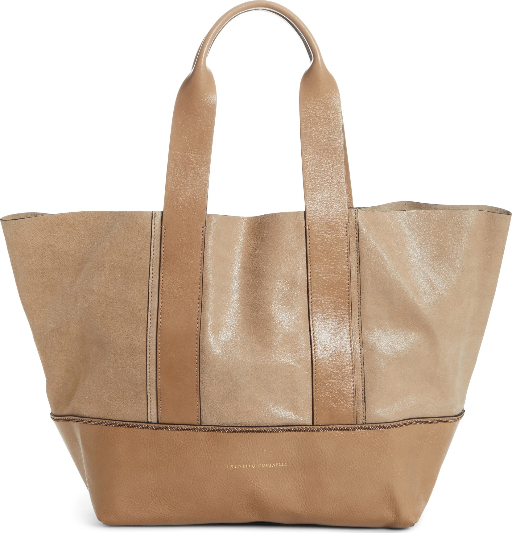 Brunello Cucinelli Monili Trim Contrasting Leather Shopper