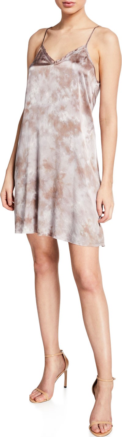 ATM Anthony Thomas Melillo Tie-Dye Silk V-Neck Short Slip Dress