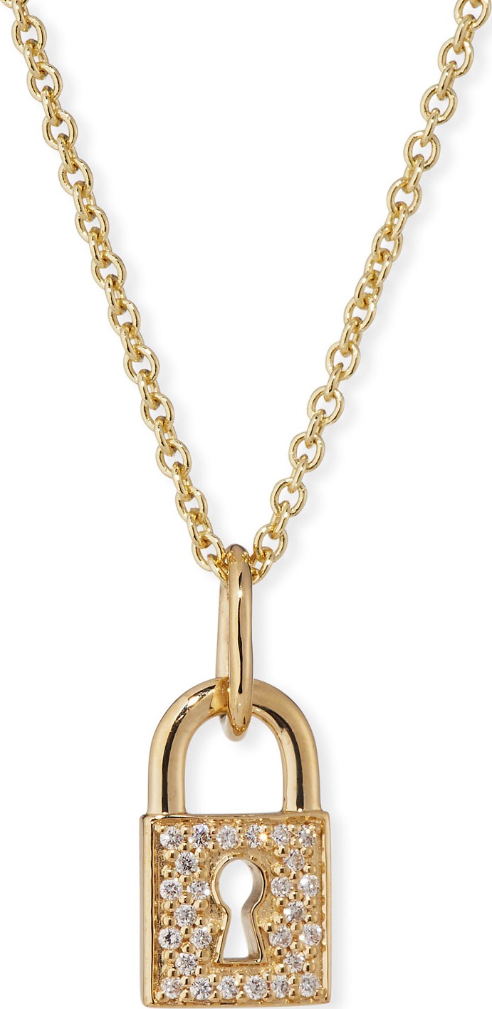 Sydney Evan 14k Diamond Keyhole Lock Charm Necklace