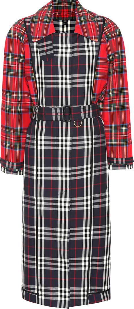 Burberry London England Checked cotton trench coat