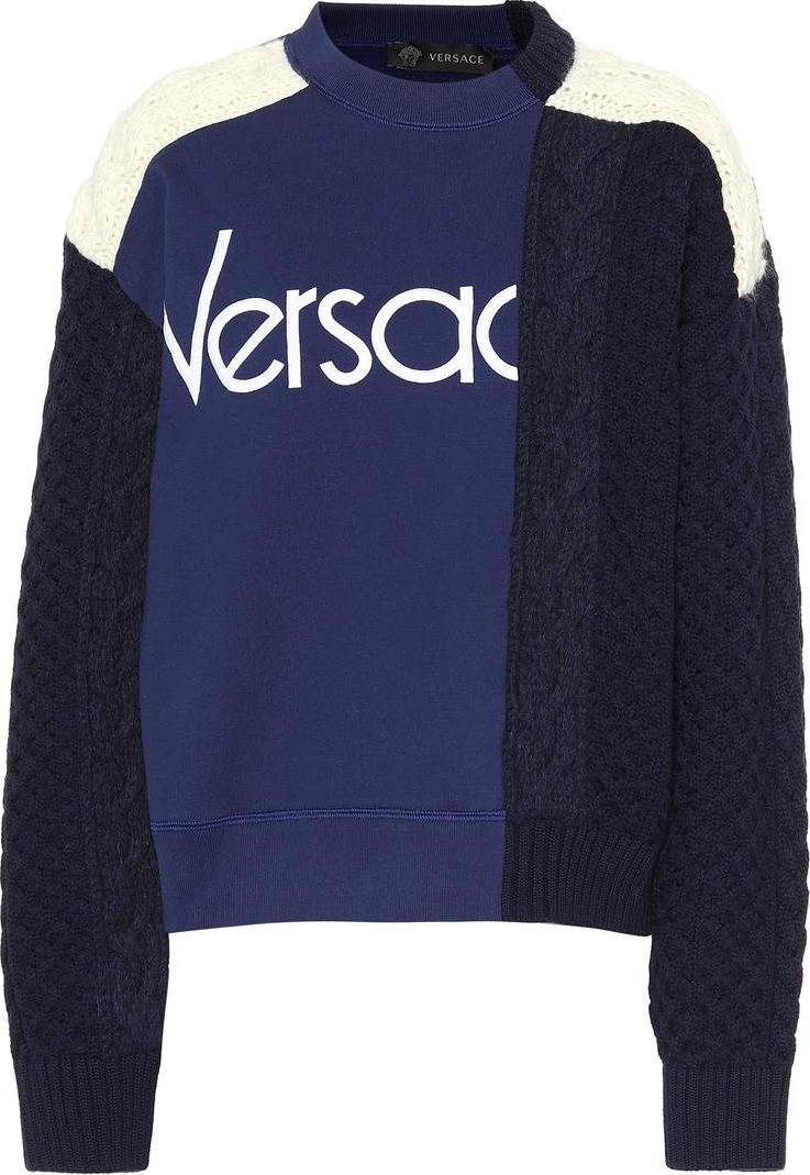 Versace Patchwork wool and cotton sweater