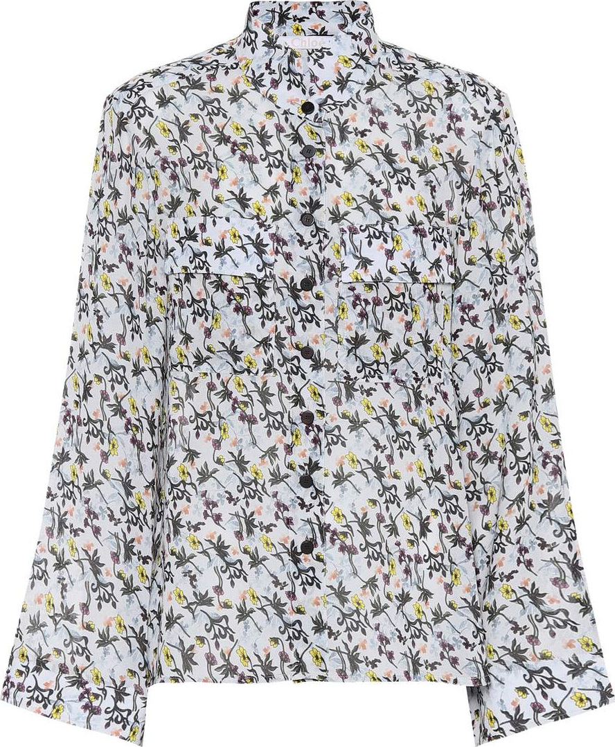 Chloe Floral-printed crêpe blouse