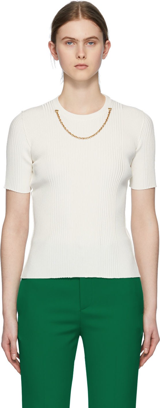 Givenchy White Chain Short Sleeve Sweater