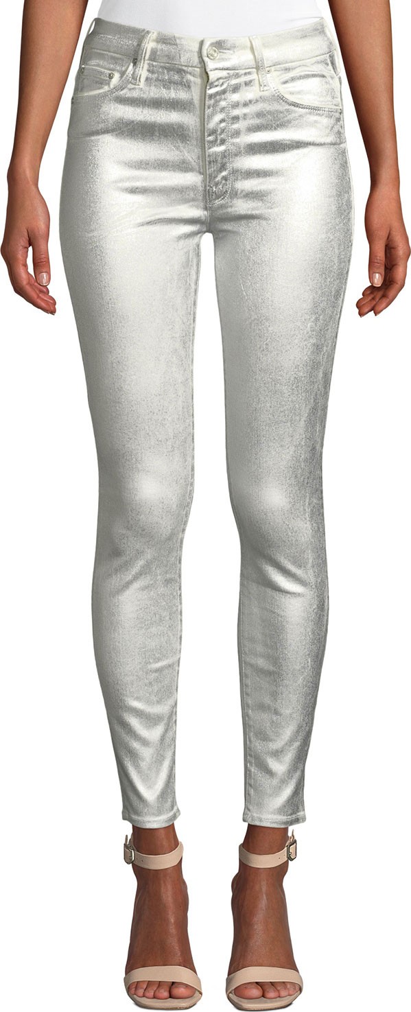 MOTHER Looker Metallic High-Waist Skinny Jeans