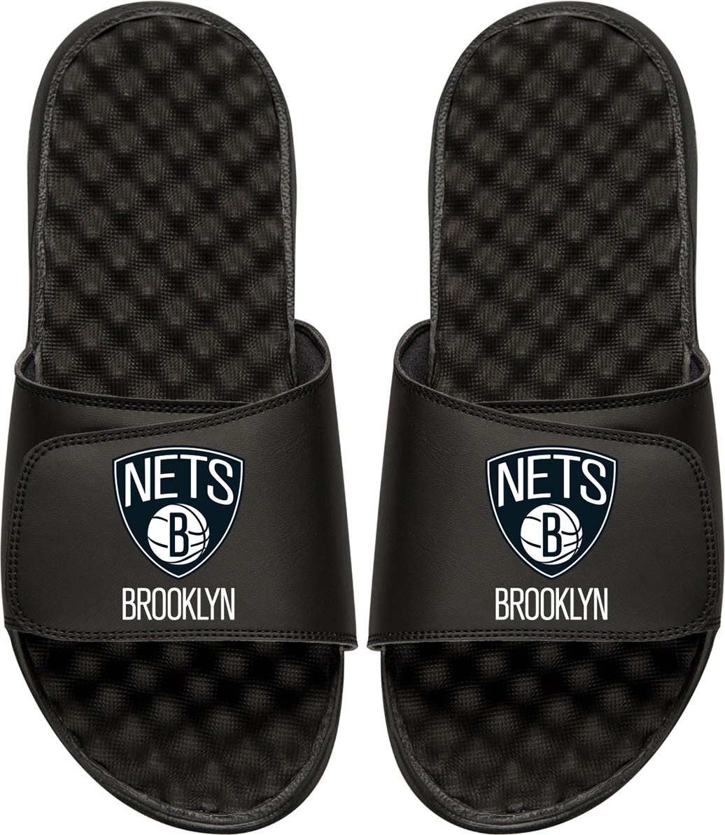 ISlide Men's NBA Brooklyn Nets Primary Slide Sandals, Black