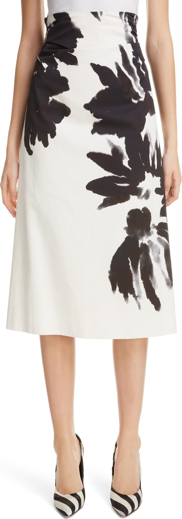 Dries Van Noten Brush Print Cotton Skirt