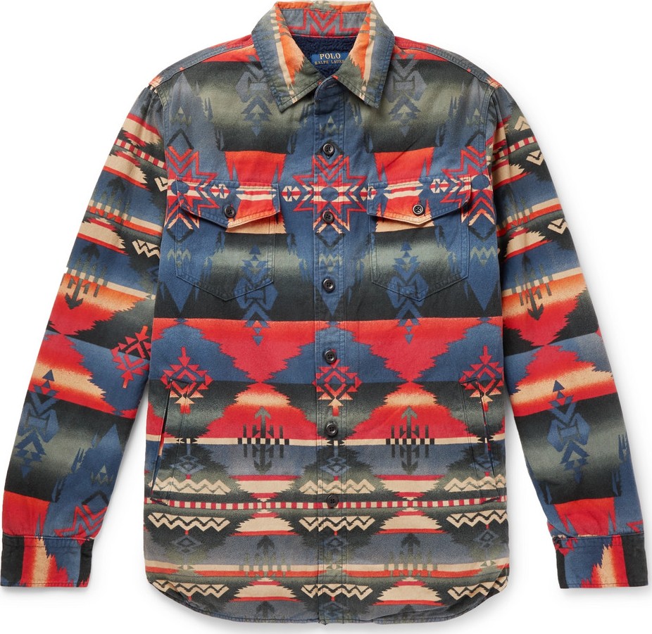 Polo Ralph Lauren Sherpa-Lined Cotton-Jacquard Shirt Jacket