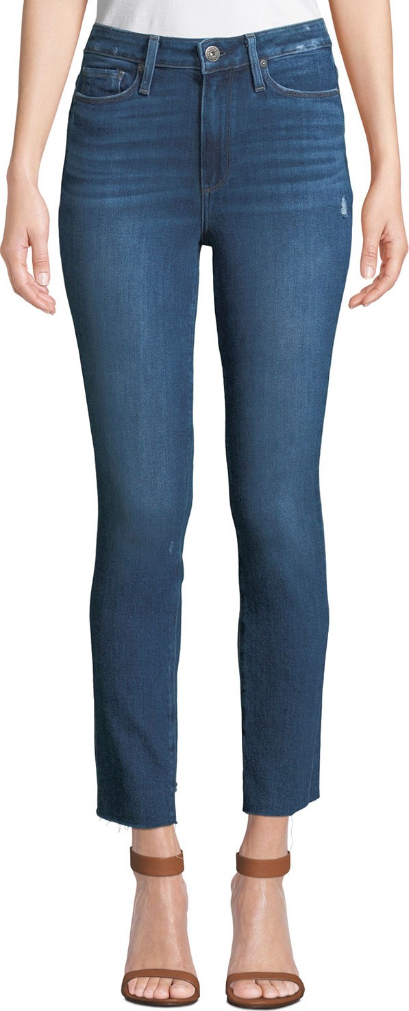 PAIGE Margot Straight-Leg Ankle Jeans with Raw Hem