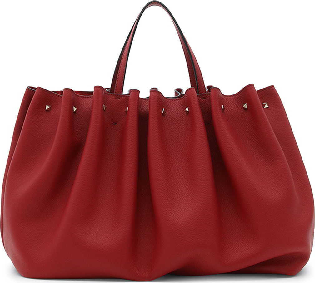 Valentino Bloomy Gathered Pebbled Leather Tote Bag