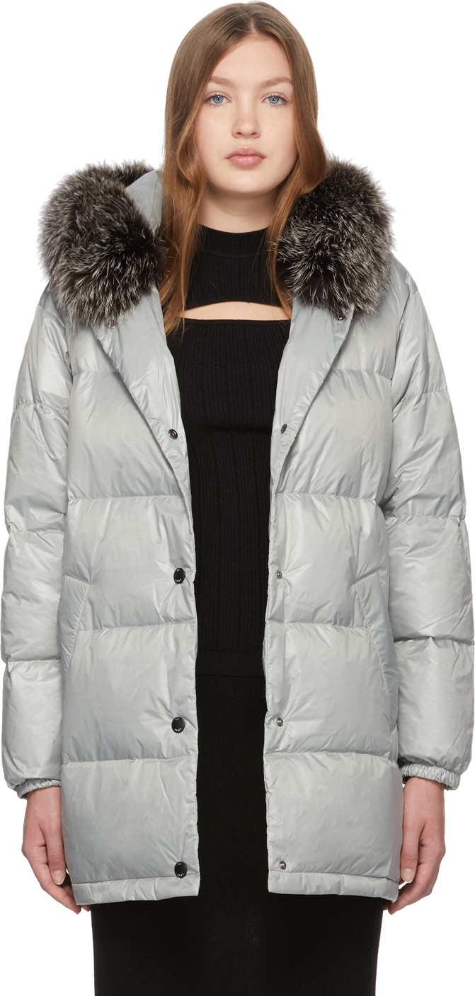 Army By Yves Salomon Grey Down Oversized Puffer Jacket