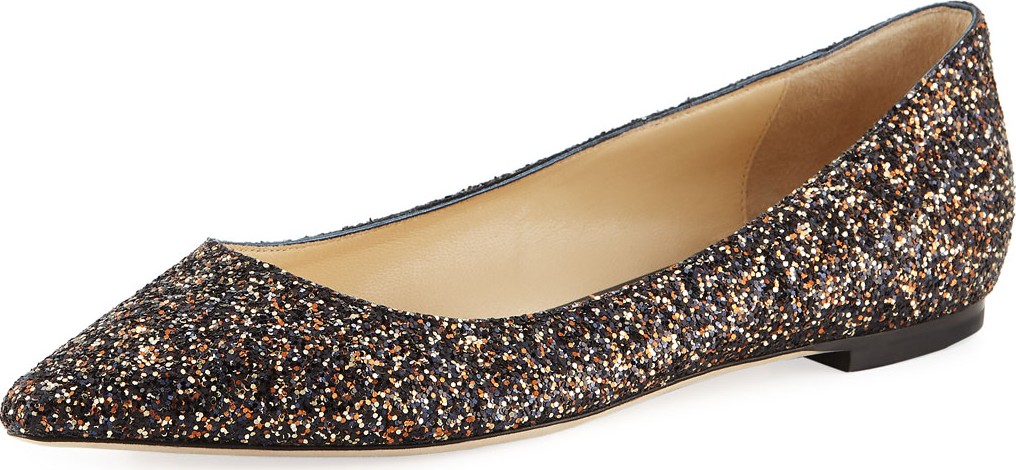 Jimmy Choo Romy Twinkle Glitter Skimmer Flats