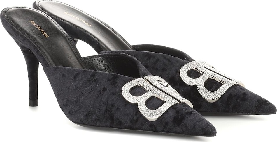Balenciaga BB velvet mules